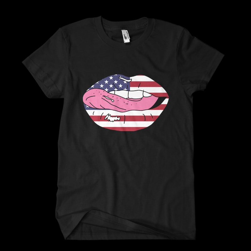 usa american kiss commercial use t-shirt design