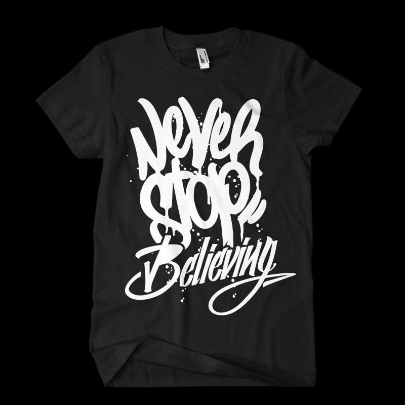 typo believing t shirt design for purchase