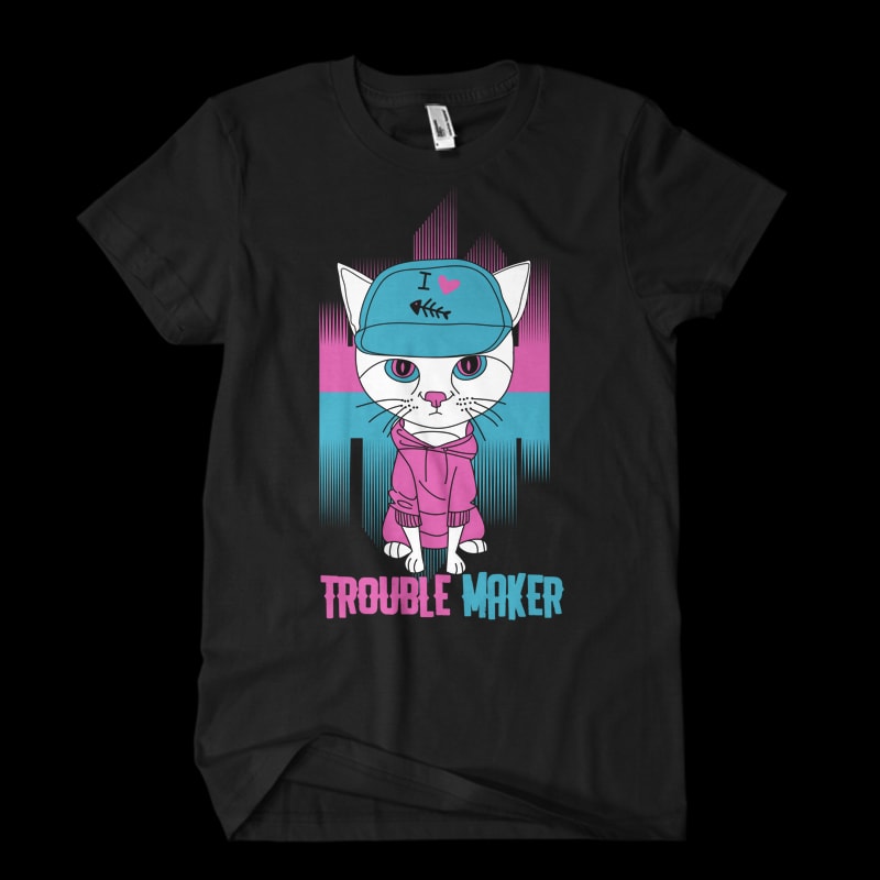 retro cat trouble maker buy t shirt design
