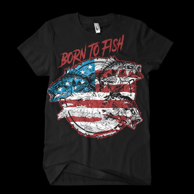 Usa flag Born to fish print ready t shirt design
