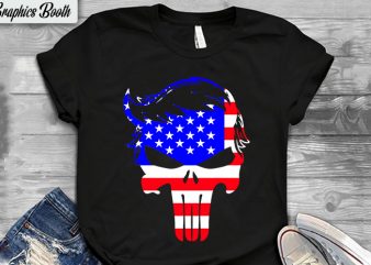 Trump skull, American Flag, buy t shirt design artwork, t shirt design to buy, vector T-shirt Design, American election 2020.