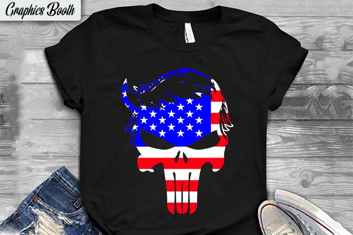 Trump skull, American Flag, buy t shirt design artwork,  t shirt design to buy, vector T-shirt Design, American election 2020.