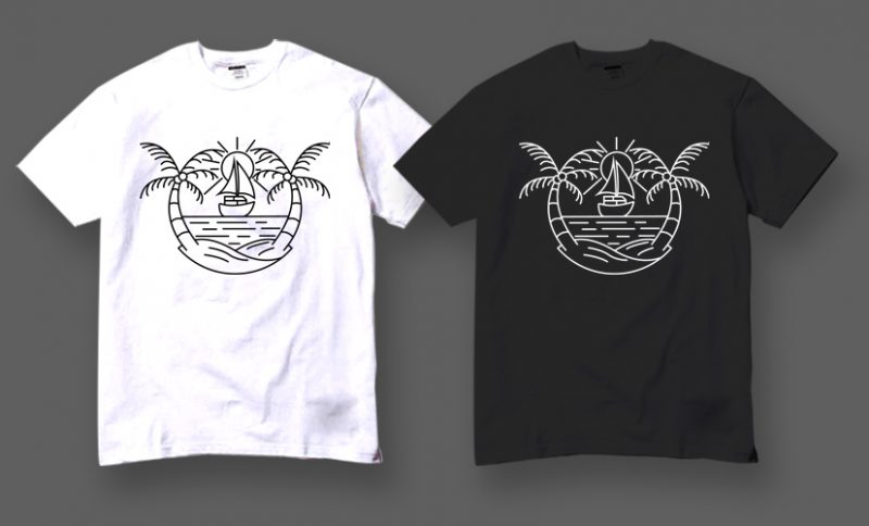 50 Spring Summer Vector Design Bundles , Line art, Minimal ,tattoo style t shirt design for download