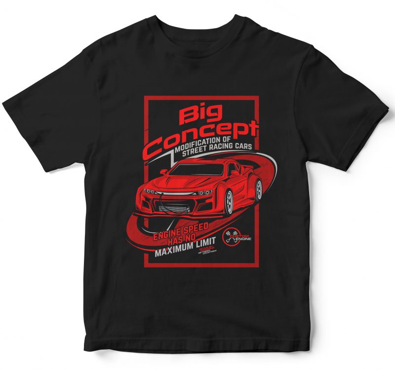 25 pop car style t-shirt designs combined with lettering design bundles