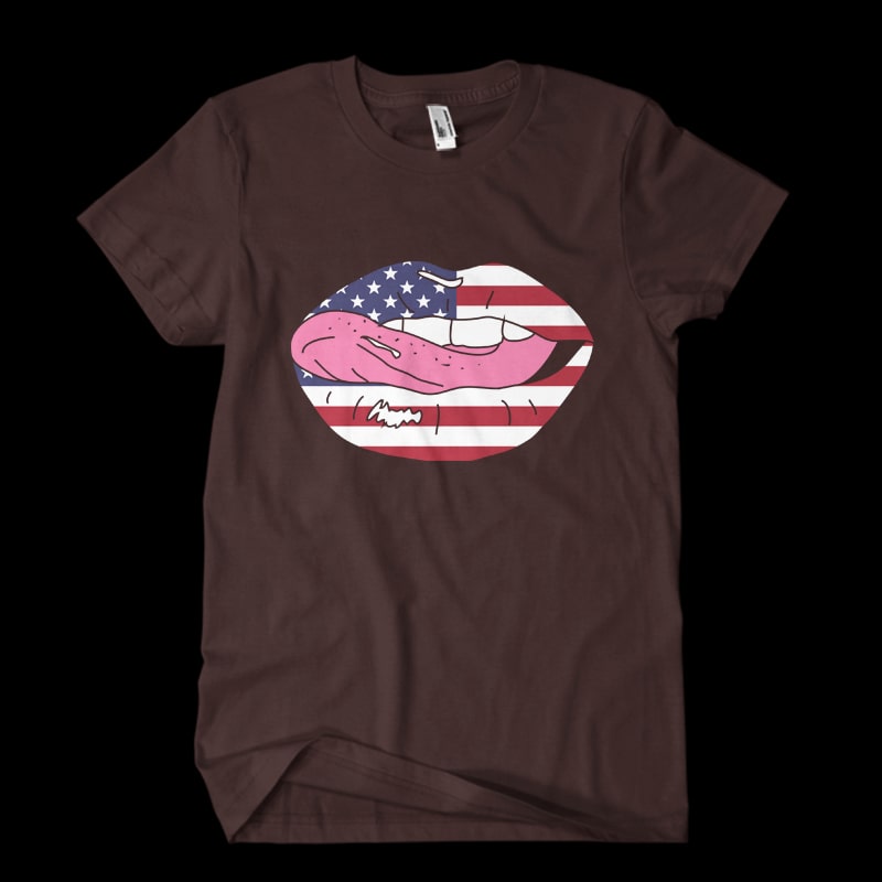 usa american kiss commercial use t-shirt design