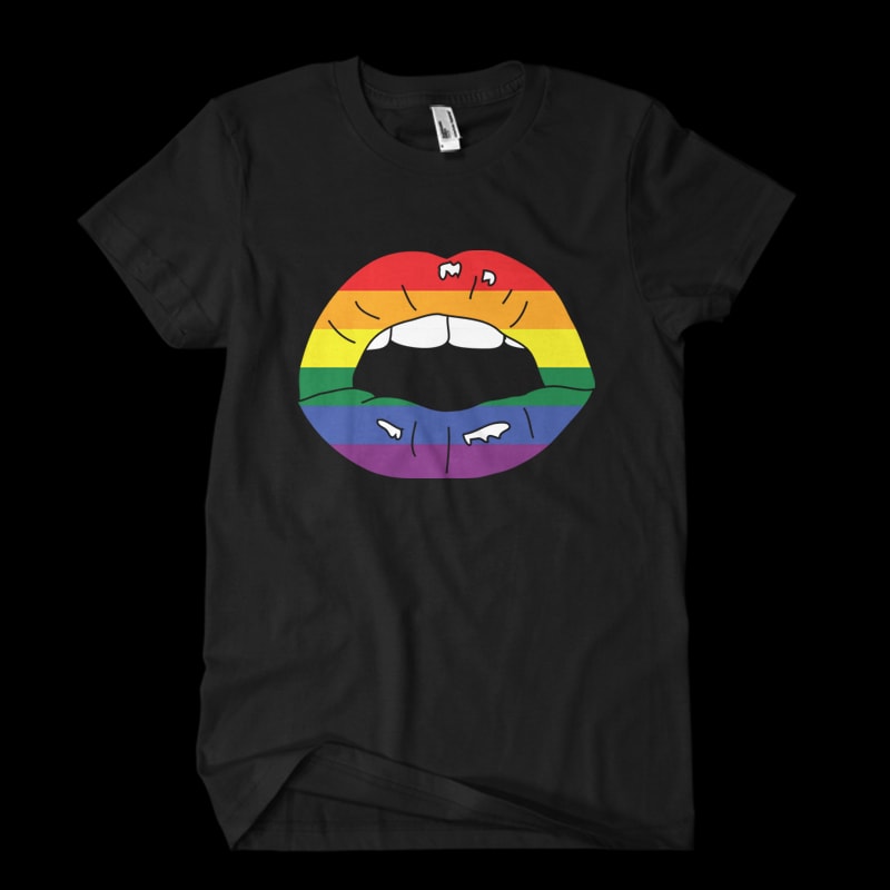 LGBT flag kiss graphic t-shirt design