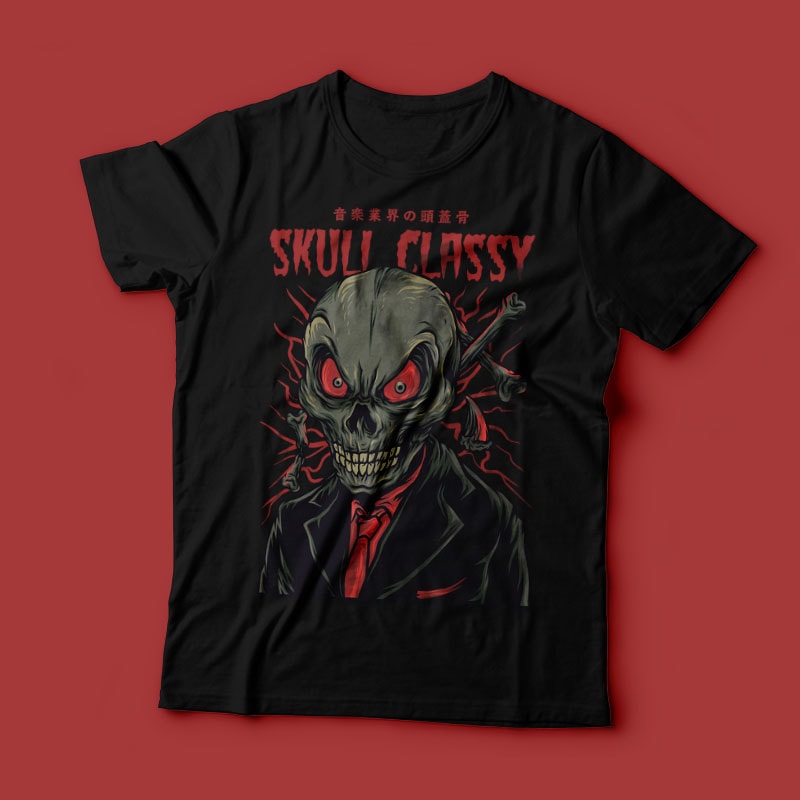 Skull Classy T-Shirt Design Template - Buy t-shirt designs