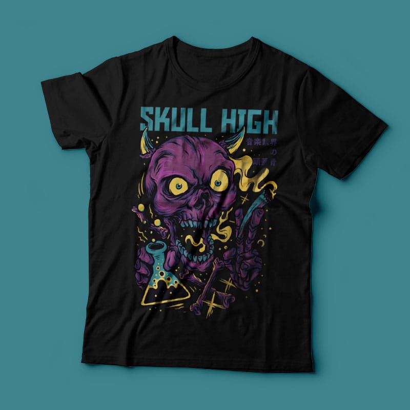 Skull High T-Shirt Design Template - Buy t-shirt designs
