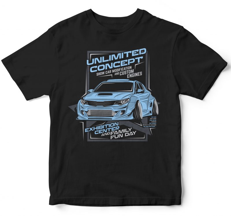 25 pop car style t-shirt designs combined with lettering design bundles