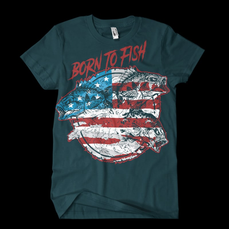 Usa flag Born to fish print ready t shirt design