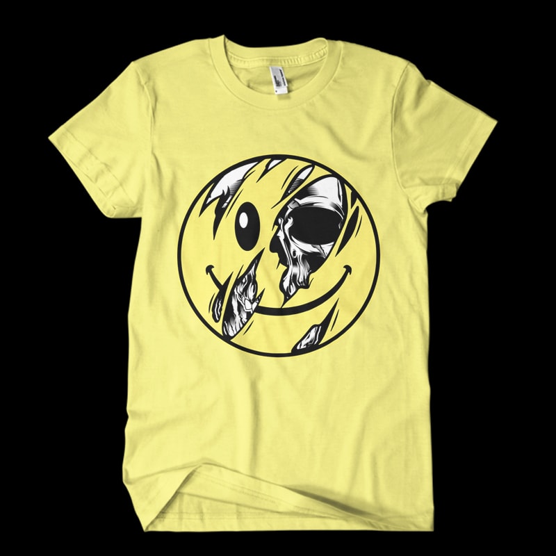 skull emoticon t shirt design to buy
