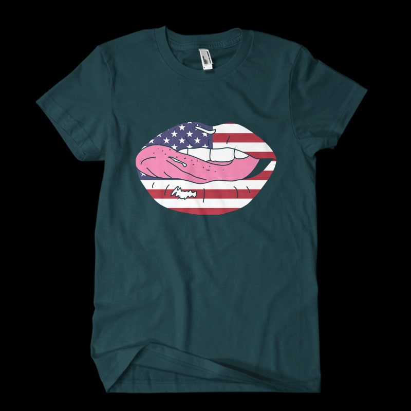 usa american kiss commercial use t-shirt design