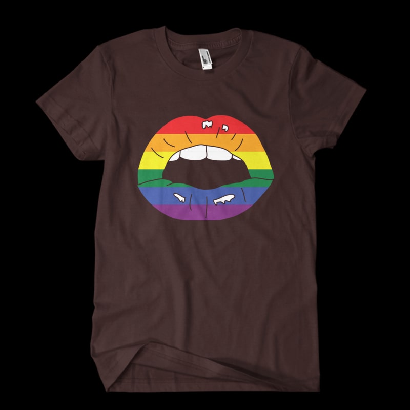 LGBT flag kiss graphic t-shirt design