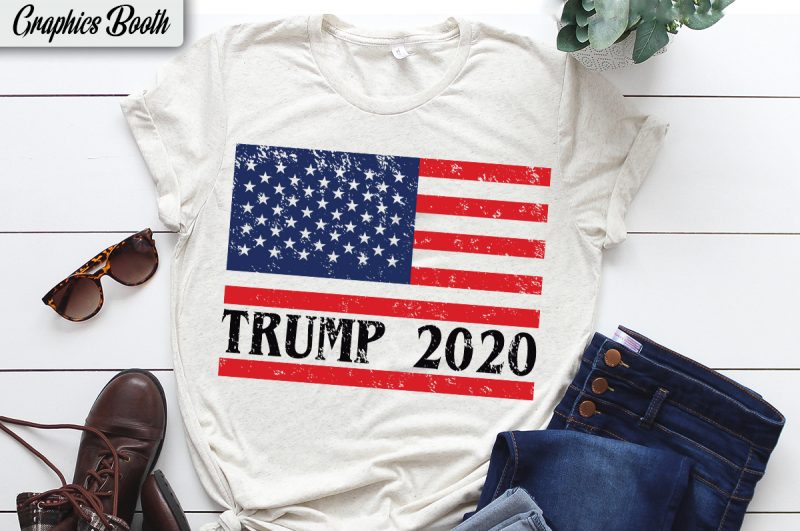 Trump 2020  t-shirt design for sale ,vector T-shirt Design, American election 2020