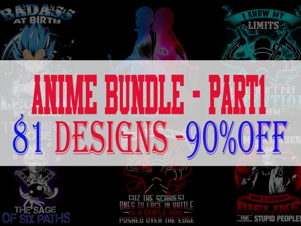 Anime bundle part 1 – 81 designs – 90% off Anime bundle part 1 – 81 designs – 90% off