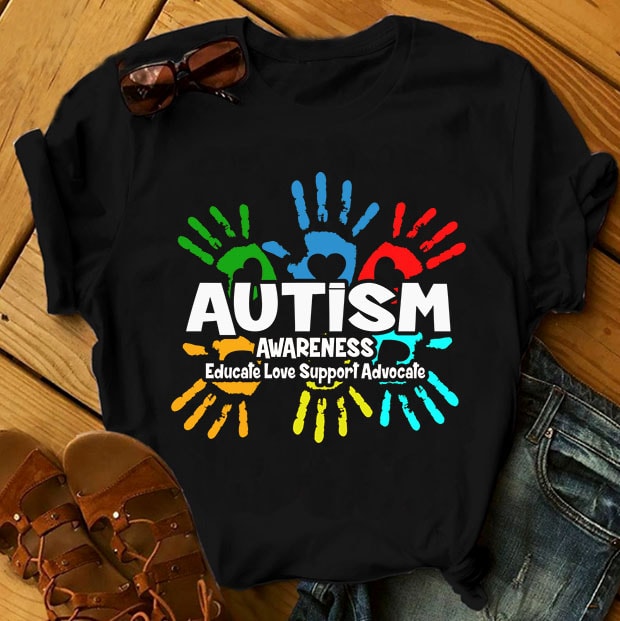 SPECIAL AUTISM AWARENESS PART 1- 51 EDITABLE DESIGNS – 90% OFF – PSD and PNG – LIMITED TIME ONLY! ready made tshirt design