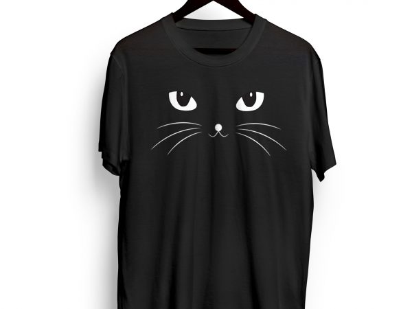 Black cat graphic t-shirt design for sale