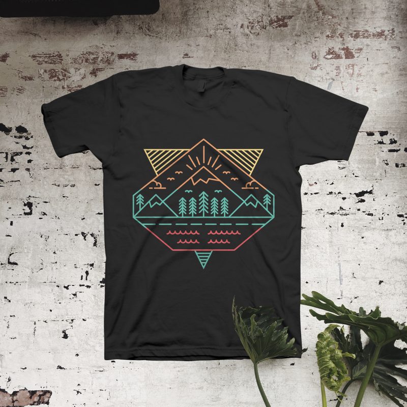 Geometry Mountains commercial use t-shirt design