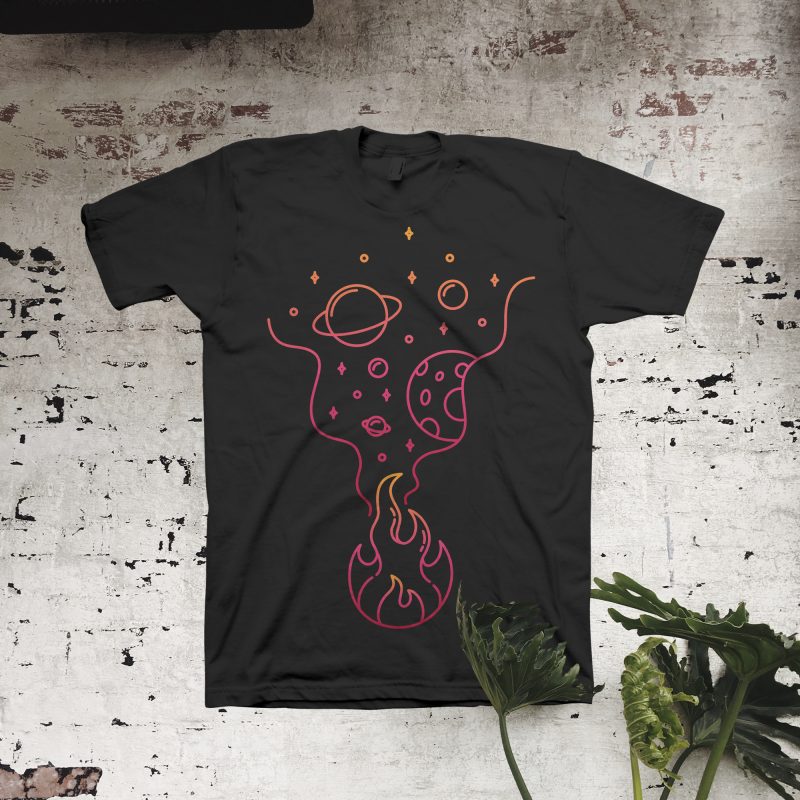 Space Fire t-shirt design for sale