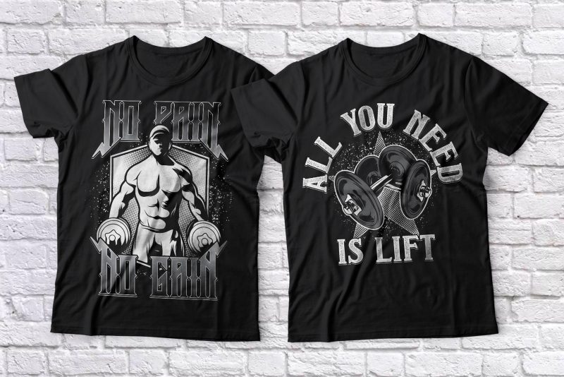 Fitness & Gim Bundle t shirt designs for sale