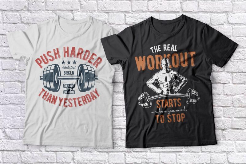 Fitness & Gim Bundle t shirt designs for sale