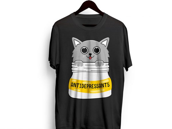 Cat – antidepressants – meow – cat pet lovely t shirt design svg eps ai and png