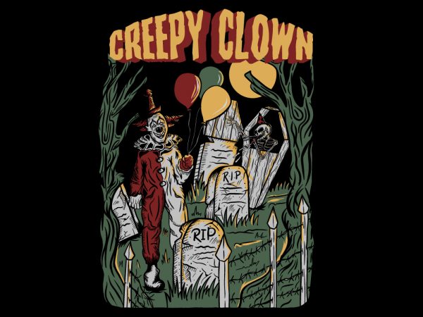 Creepy clown design for t- shirt buy t shirt design