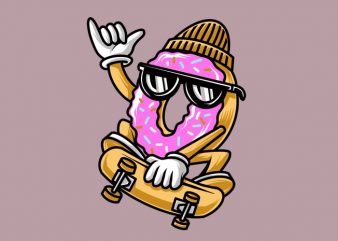 Donut Skateboarding PNG, PSD, PDF Transparant background t-shirt design for commercial use