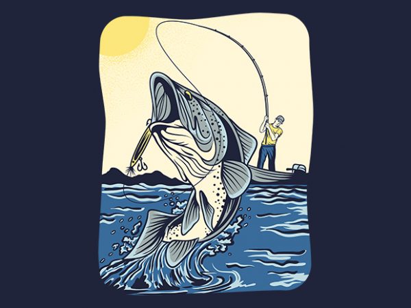 Fish strike t-shirt design png