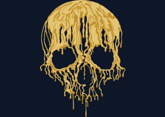 Golden Liquid Skull t shirt design to buy