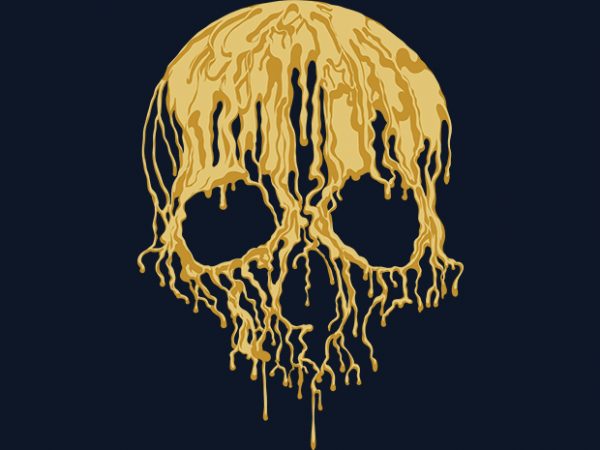 Golden liquid skull t shirt design to buy