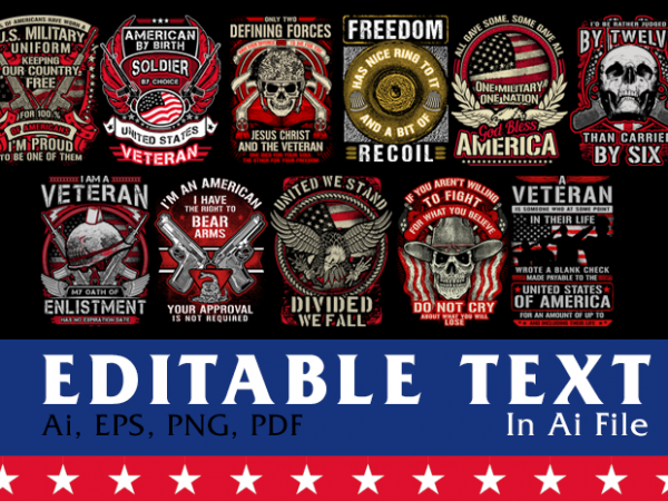 Veteran american patriot and gun rights bundle vol 2 t shirt vector art