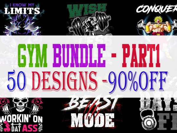 Gym bundle part 1 – 50 designs – 90% off