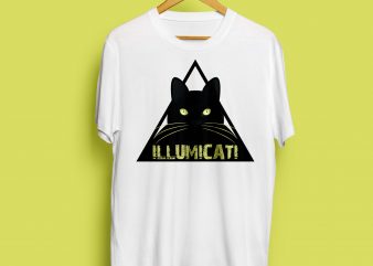 illumicati cat Funny graphic t-shirt design for commercial use