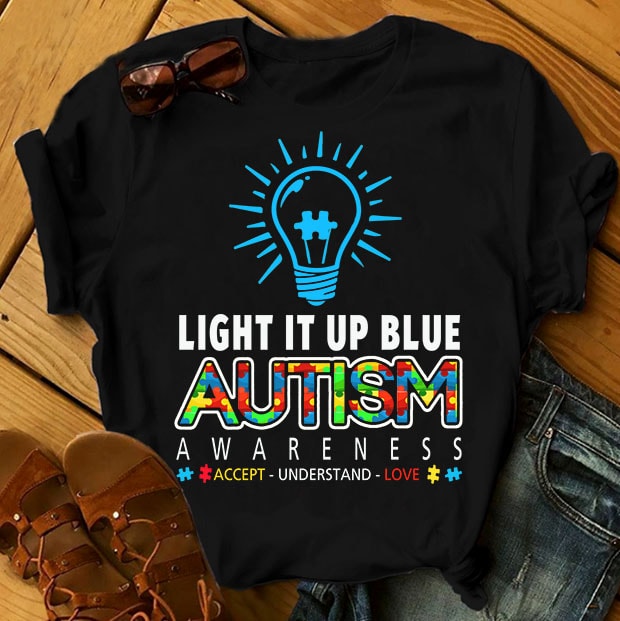 SPECIAL AUTISM AWARENESS PART 1- 51 EDITABLE DESIGNS – 90% OFF – PSD and PNG – LIMITED TIME ONLY! ready made tshirt design