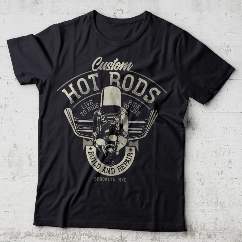 Custom Hot Rods t shirt design for sale