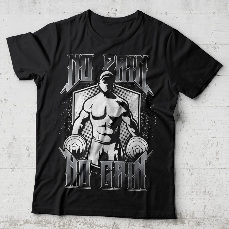No pain no gain vector t-shirt design