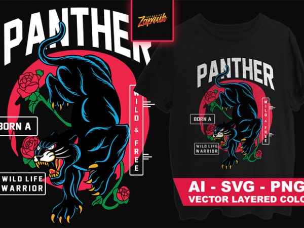 Wild panther – tshirt design for sale ai, svg,png