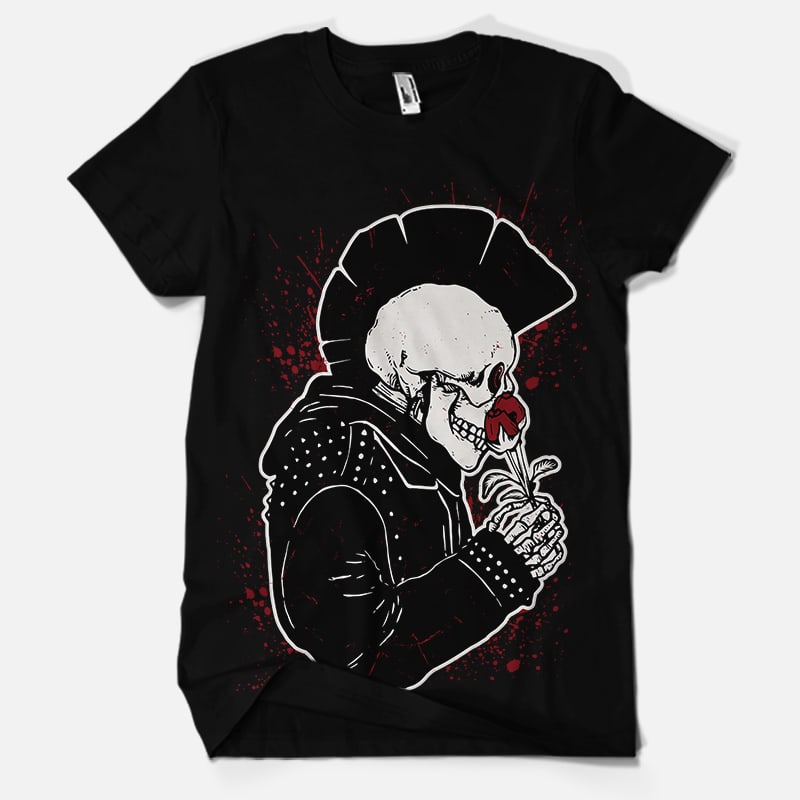 Skull Punk in Love t shirt design template