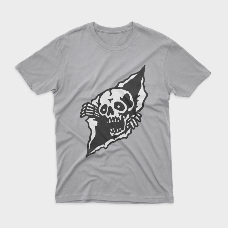 Skull Tearing Up t-shirt design for commercial use