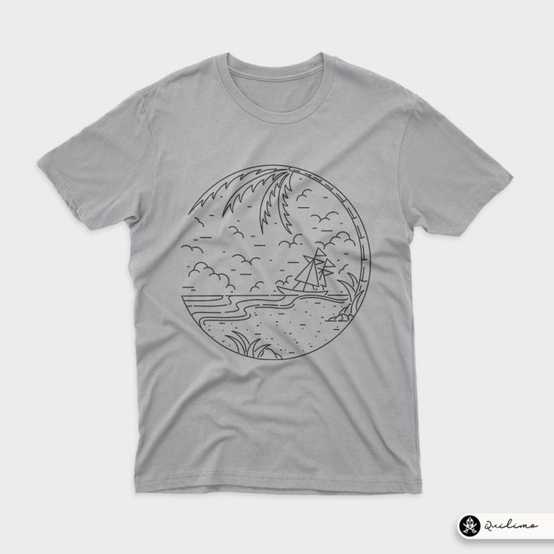 Beach and Ship t-shirt design png - Buy t-shirt designs