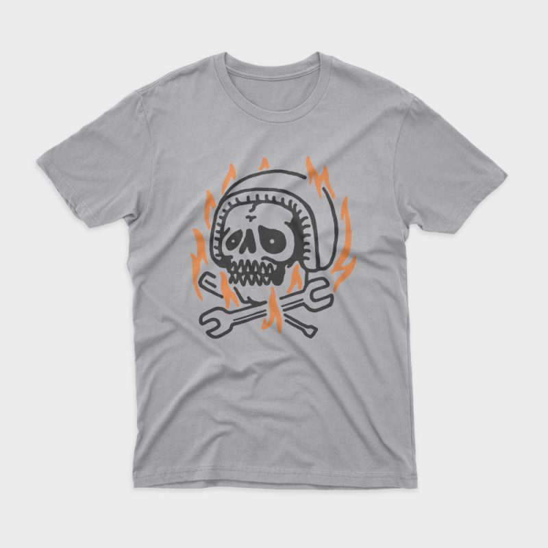 Skull Biker Fire t-shirt design png