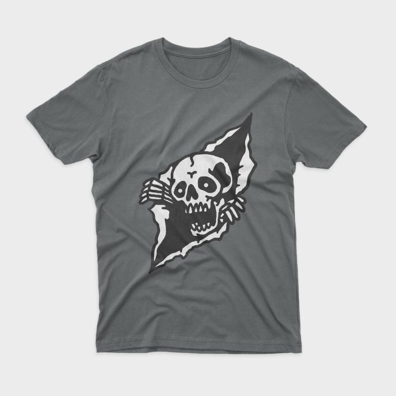 Skull Tearing Up t-shirt design for commercial use