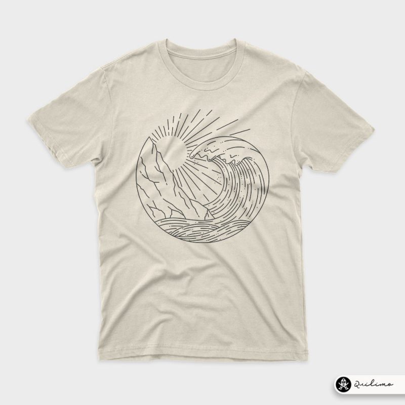 Wave and t-shirt design for commercial use - Buy t-shirt designs