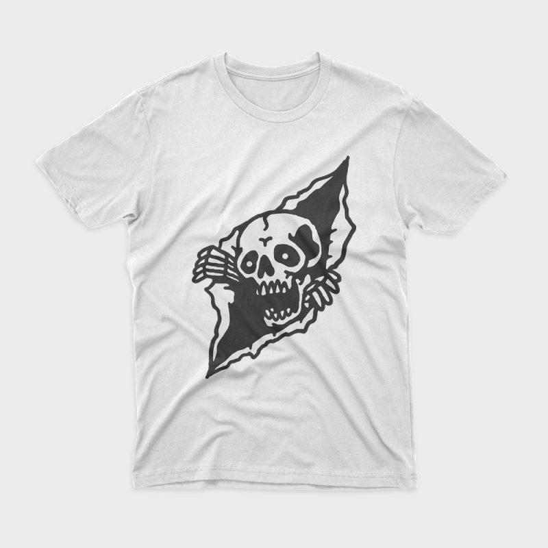 Skull Tearing Up t-shirt design for commercial use