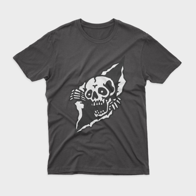 Skull Tearing Up t-shirt design for commercial use