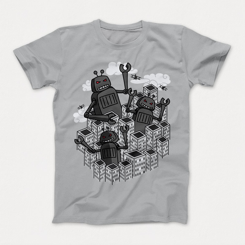Robot Invasion t shirt design to buy
