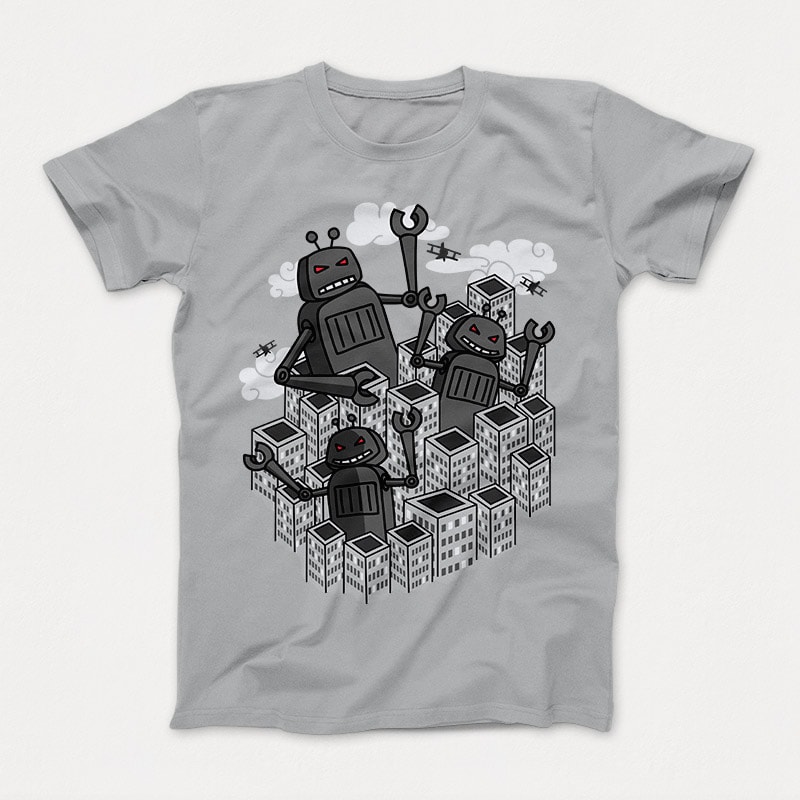 Robot Invasion t shirt design to buy