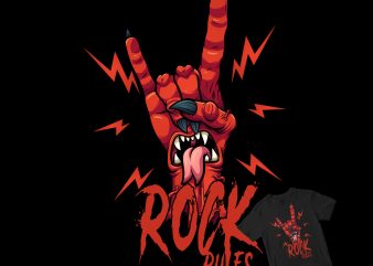 ROCK N ROLL RULES DEVIL ZOMBIE HAND shirt design t shirt design for purchase