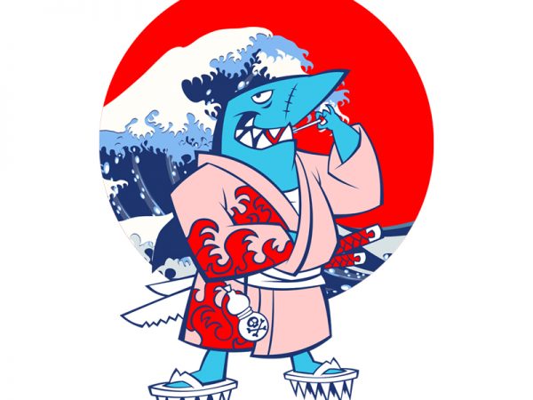 Shark warrior t-shirt design for commercial use